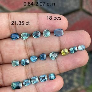 Teal Sapphire Lot 18pcs - 21.35 carats